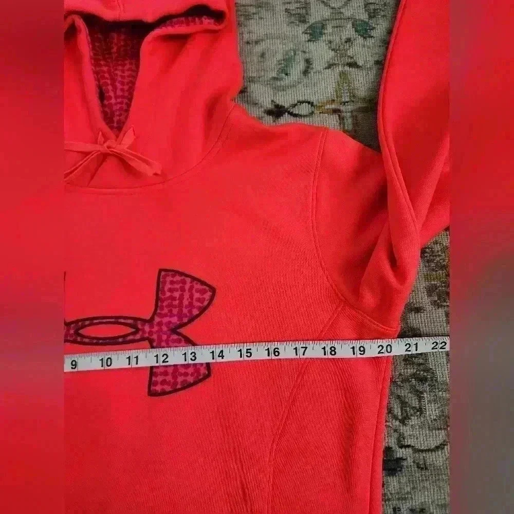 Under Armour Neon Red Performance Hoodie Lightweight Pullover Size Small - Picture 7 of 9